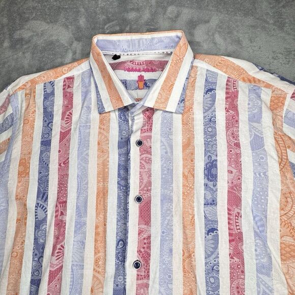 Luchiano Visconti Sz XL Men's Multi-Color Abstract Cotton Long Sleeve Shirt NICE - Picture 5 of 16